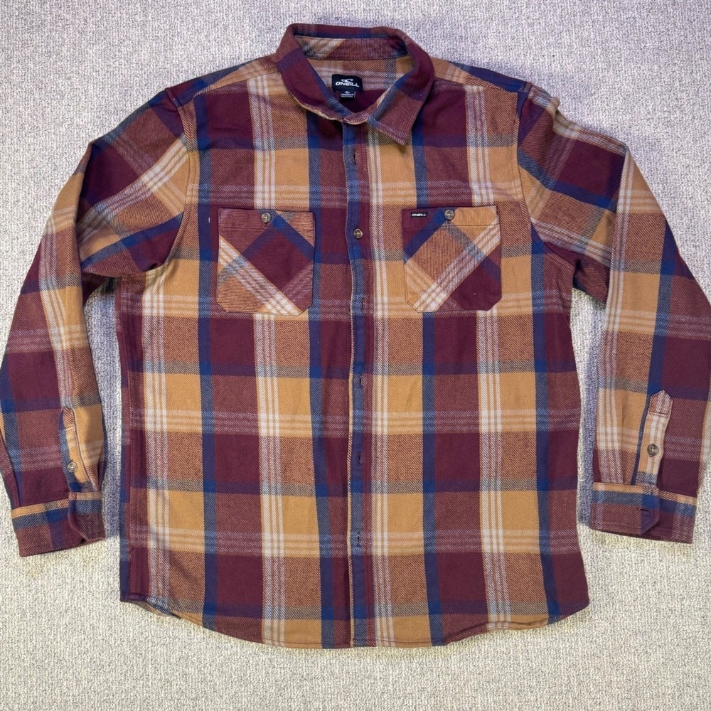 O'Neill Plaid Flannel Shirt Mens XL Cotton Button Front‎ Long Sleeve
